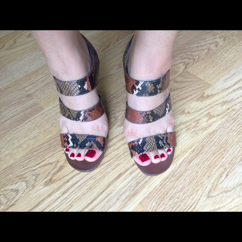Snake skin wedge heels